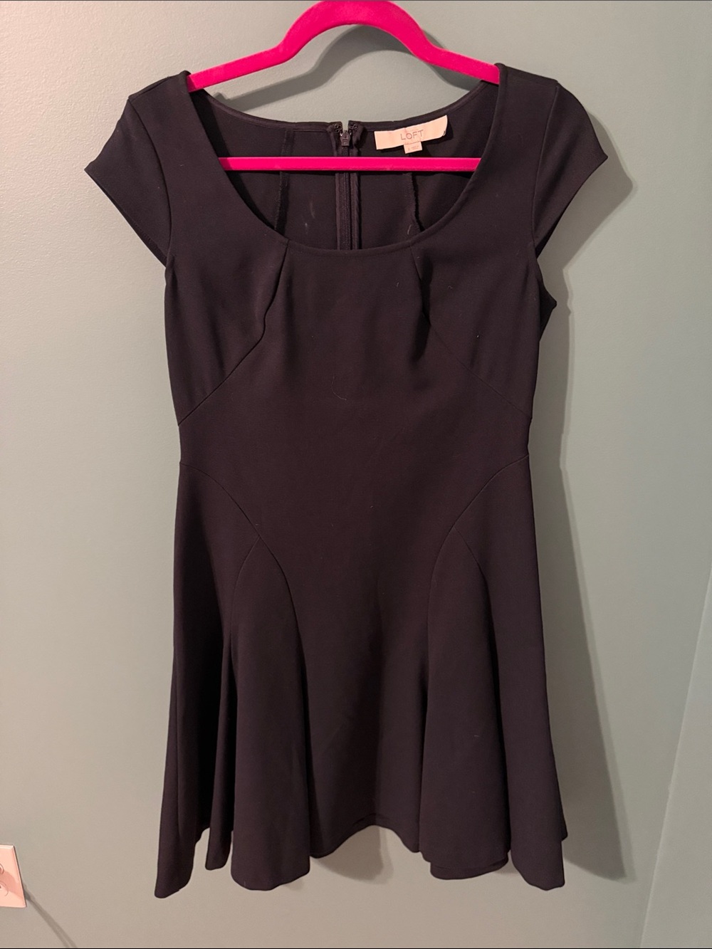 LOFT Black Scoop-Neck Fit & Flare Mini Dress